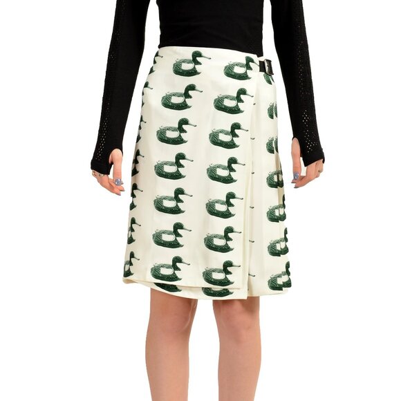 Burberry Women's 100% Silk Pleated A-Line Printed Skirt UK 4 US 2 IT 36
